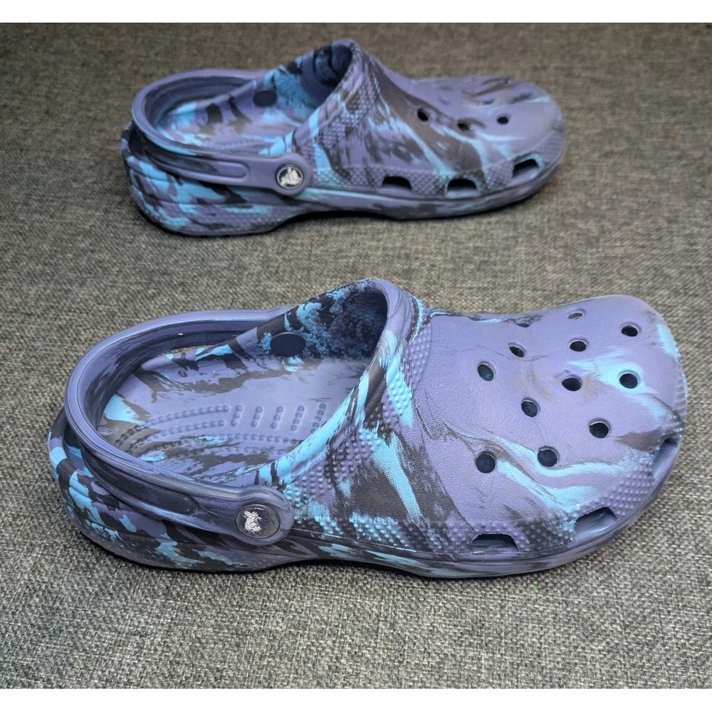 Crocs Classic Marble Blue Tie Dye Slip On Clogs Shoes Unisex Youth Sz 6 Juniors